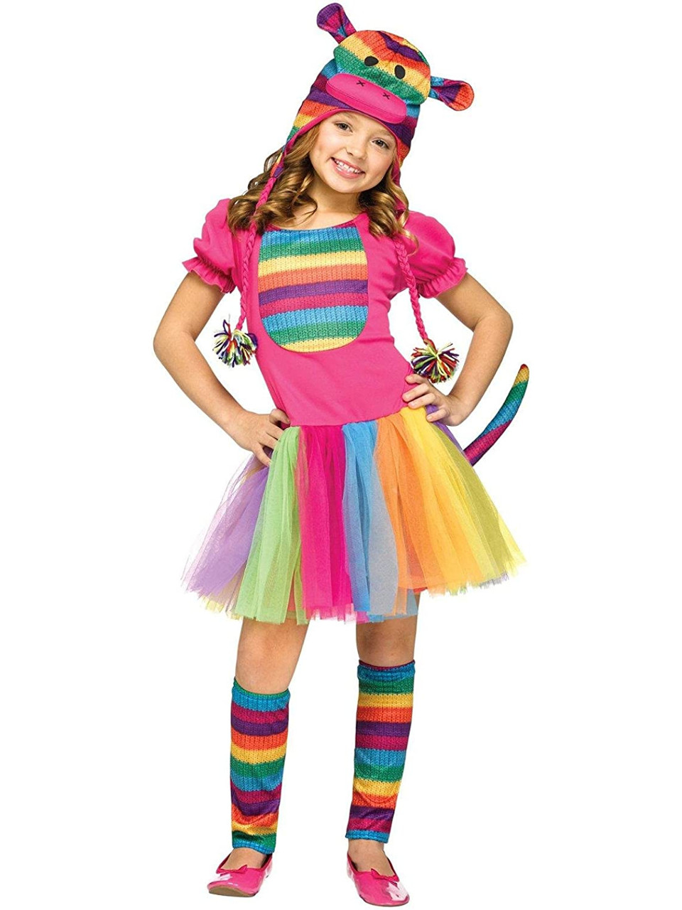 Classic Rainbow Sock Monkey Girl's Costume