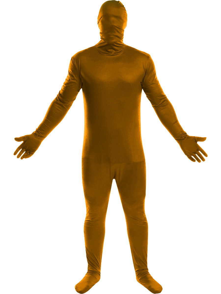 Ganzkörper Bodysuit Orange, Orangener Ganzkörperanzug, Lorax Kostüm, Slenderman Unisex Greenscreen Karneval Ganzkörper, Open Face Bodysuit, für Karneval Cosplay Halloween Fasching (S