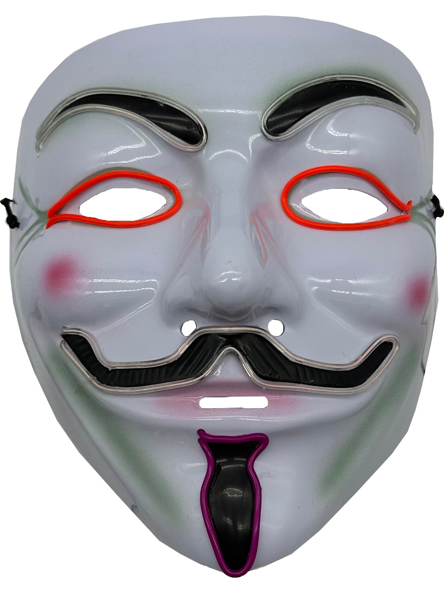 GUY FAWKES商品 Guy Fawkes Mask With Aqua Party Wire EL Light Up Costume Accessory
