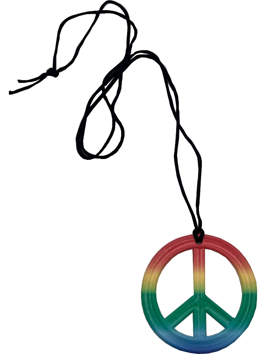 Hippie 60s 70s Rainbow Peace Sign Necklace Costume Accessory
