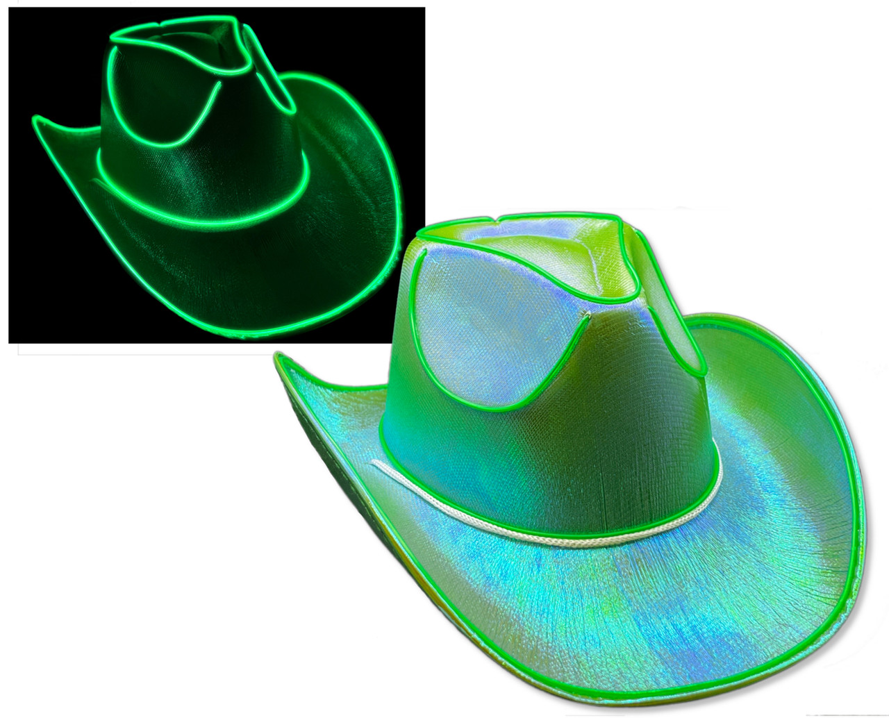 Adult's Green Deluxe Cowboy Hat with Party Wire Trim