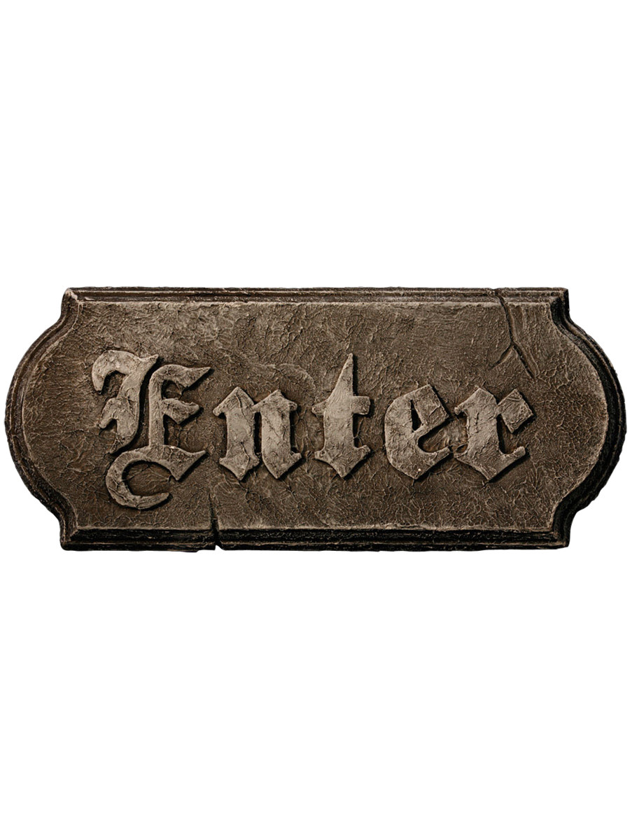Large Faux-Stone Enter Halloween Decoration Sign