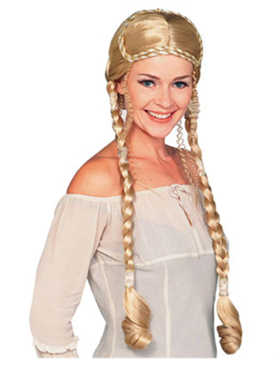 Deluxe Adult Blonde Renaissance Maiden Long Braided Wig