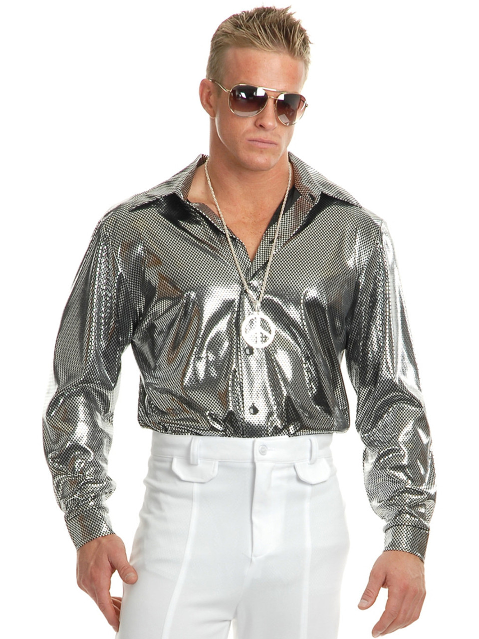 Metallic Silver Disco Shirt