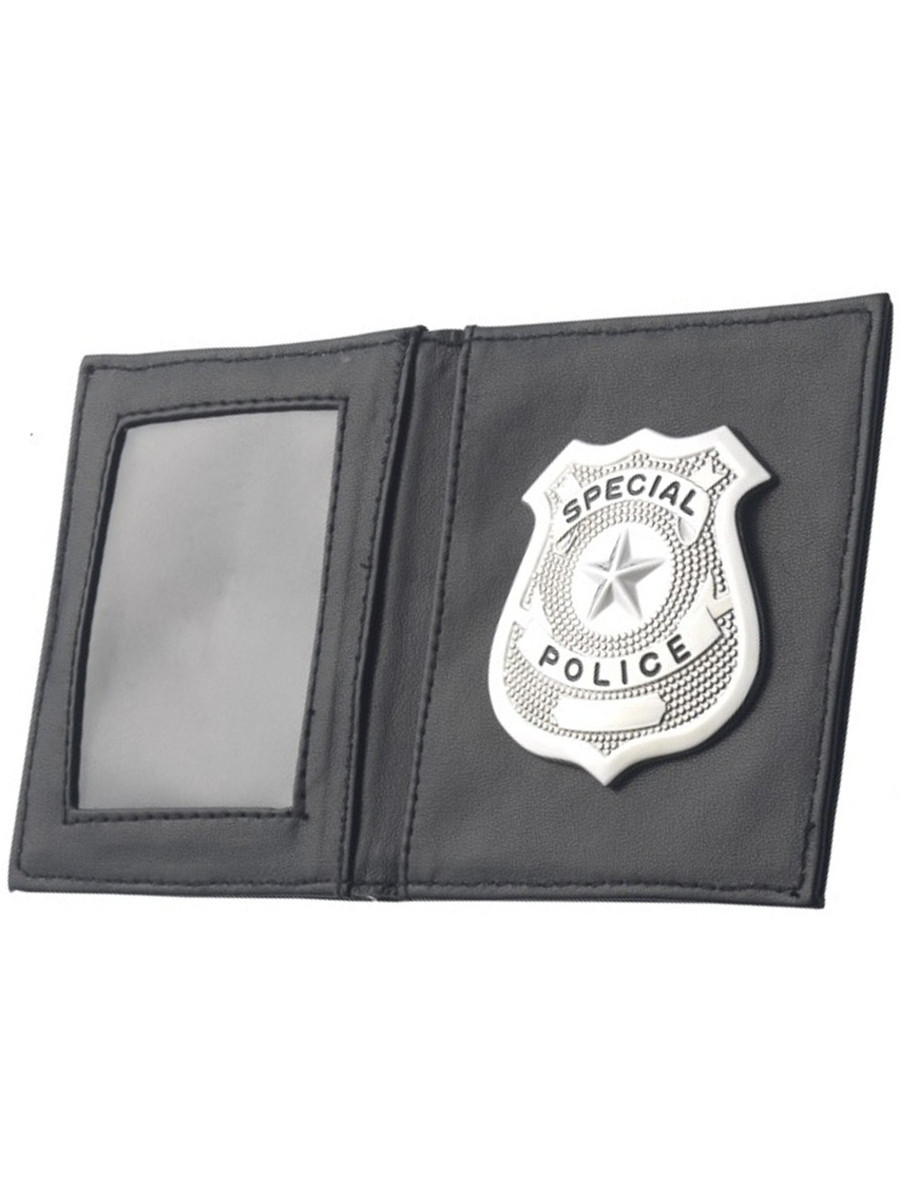 Imitation Police Badge in Black Wallet Cop Costume Accessory main image 0