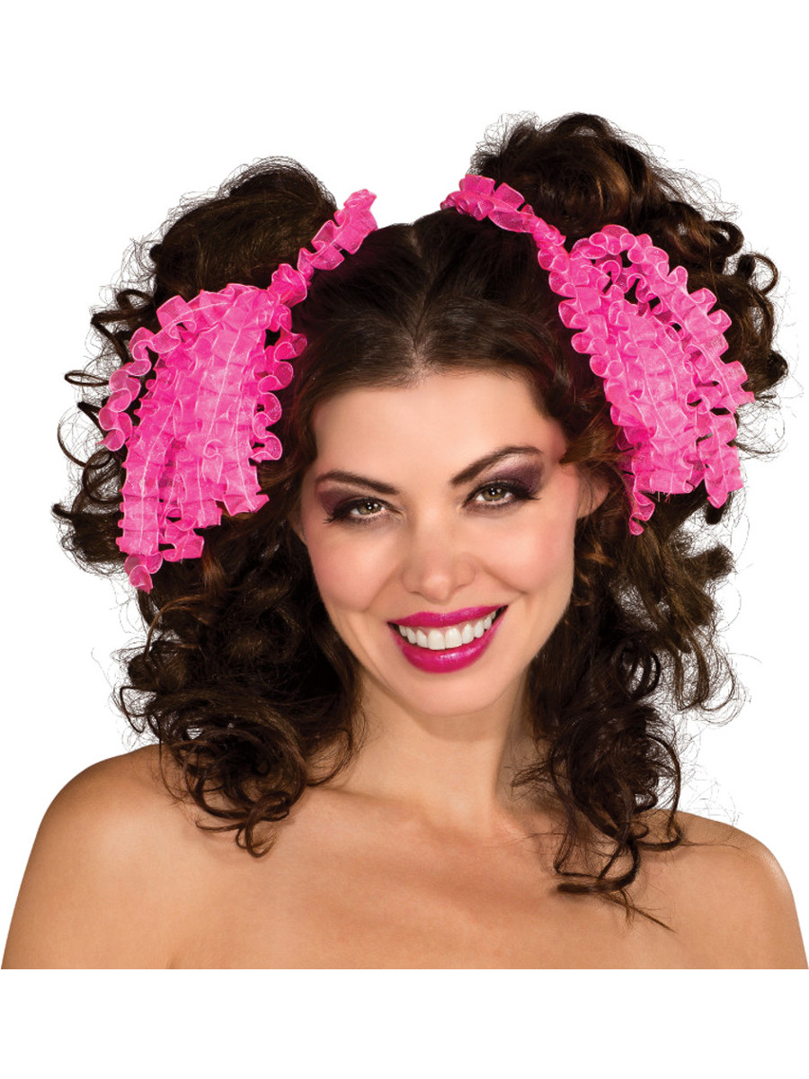 Cute Neon Pink Curly Hair Ties