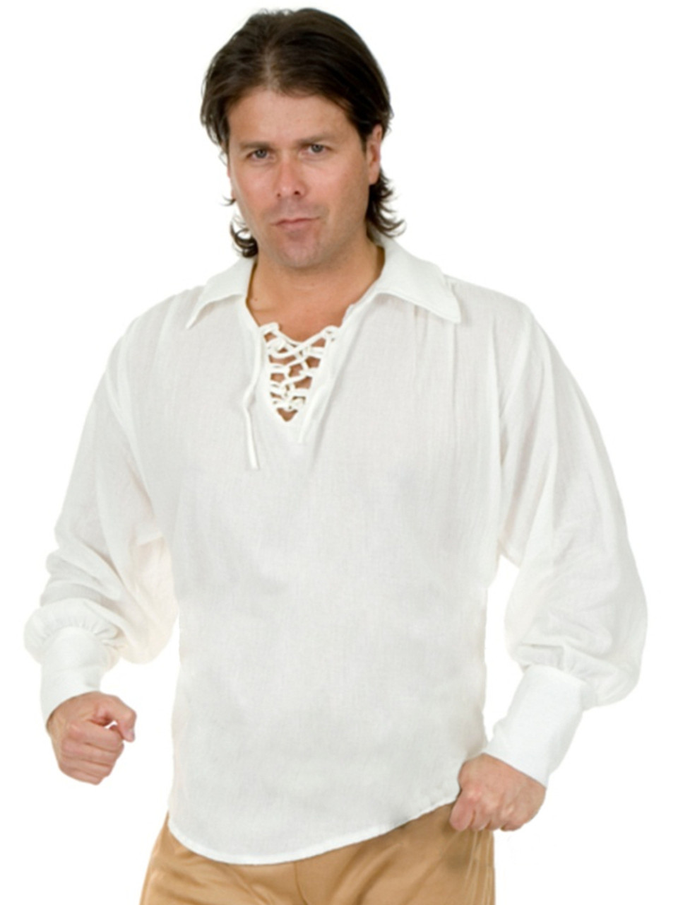 White Lace Up Pirate Shirt 4163