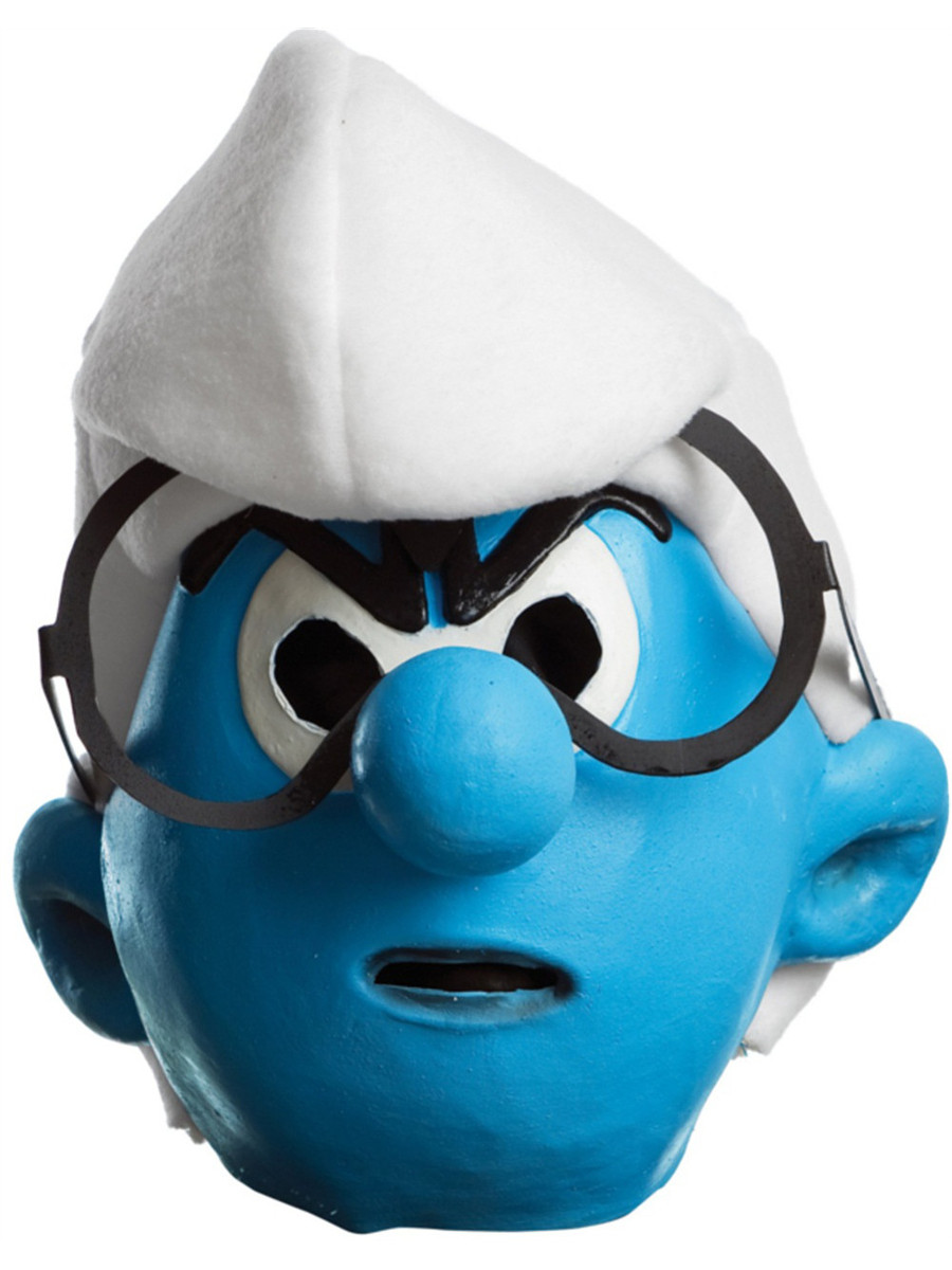 Smuff Mask The Smurfs Adult's Brainy Smurf 3/4 Vinyl Mask