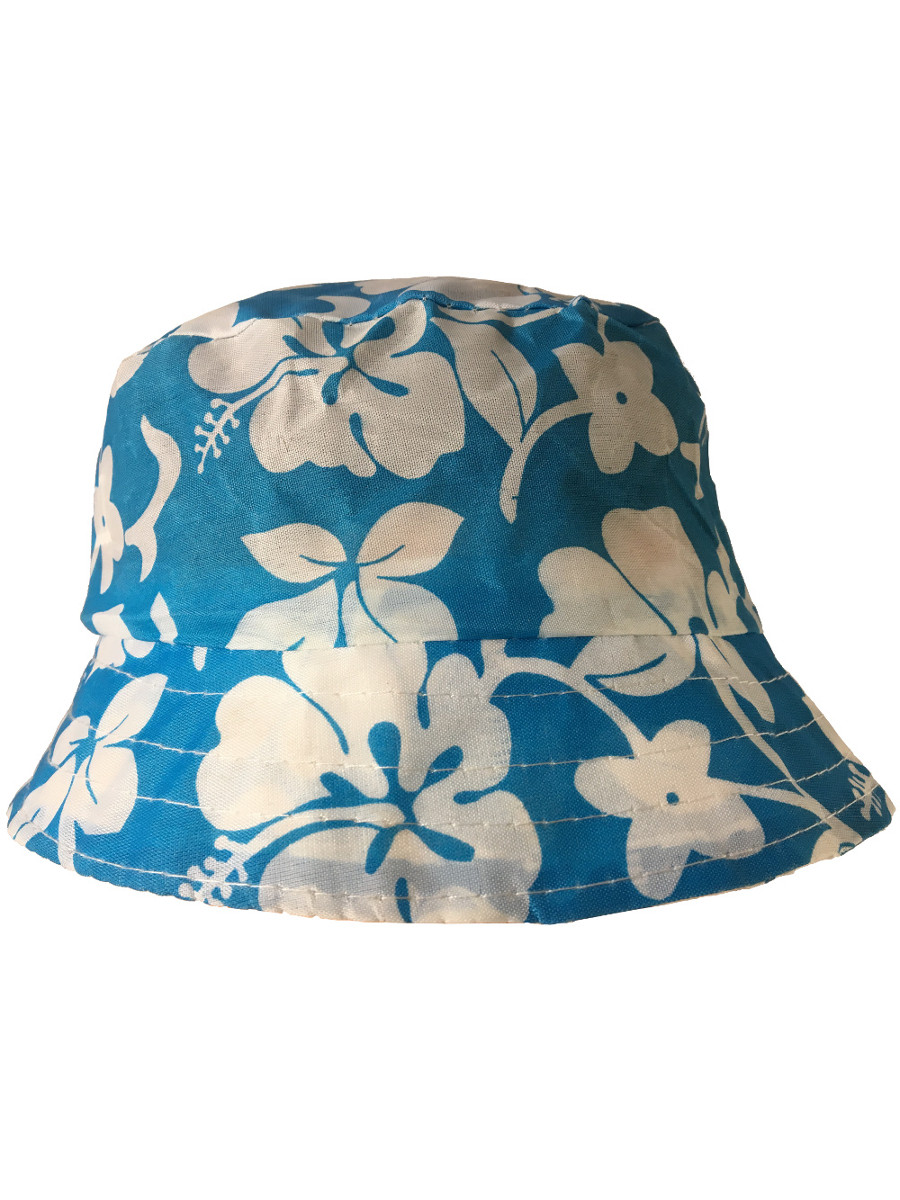 White Hawaiian Hibiscus Printed Bucket Hat