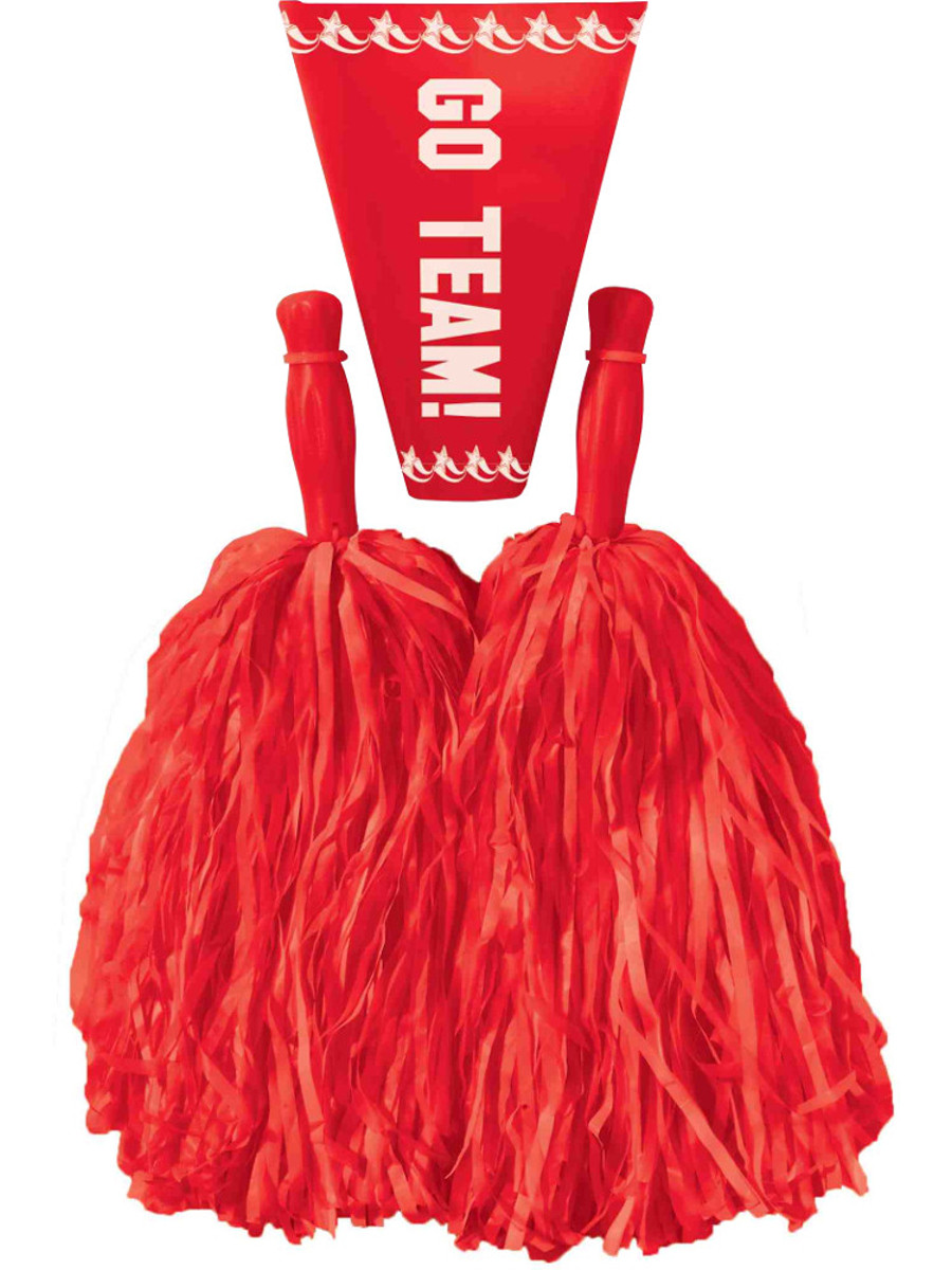 Red Pom-Pom and Megaphone Cheerleader Set