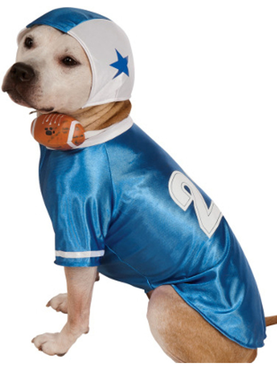 Blue and White Football Player Dog Costume