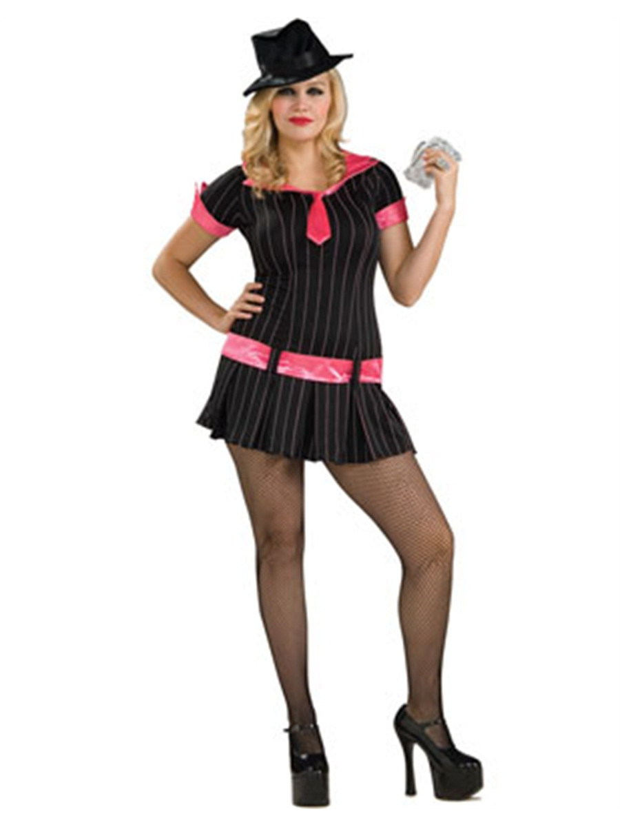 knee length dresses for ladies Gangster Costume Female  Fancy Dress Box