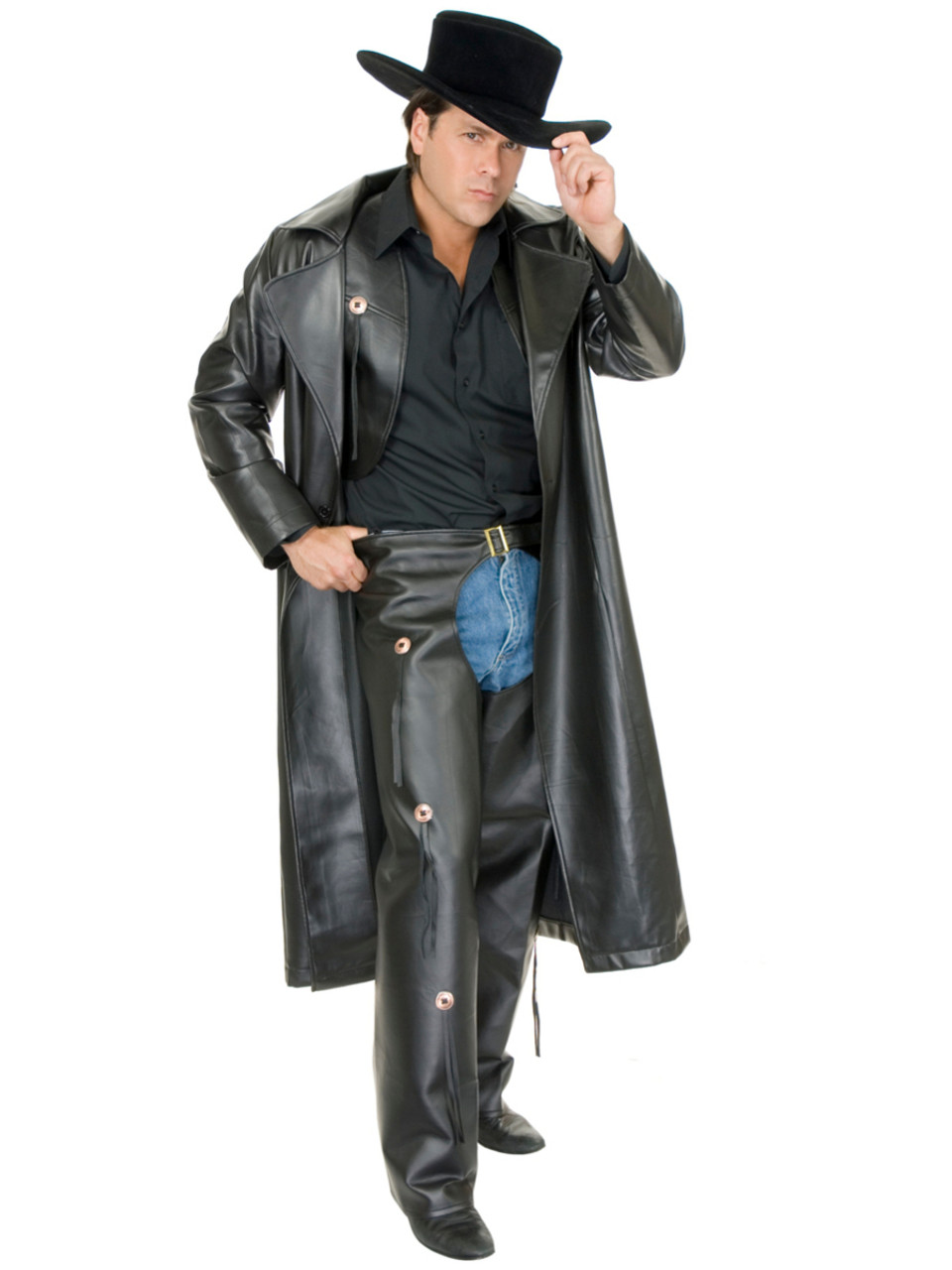 Black leather clearance duster coat