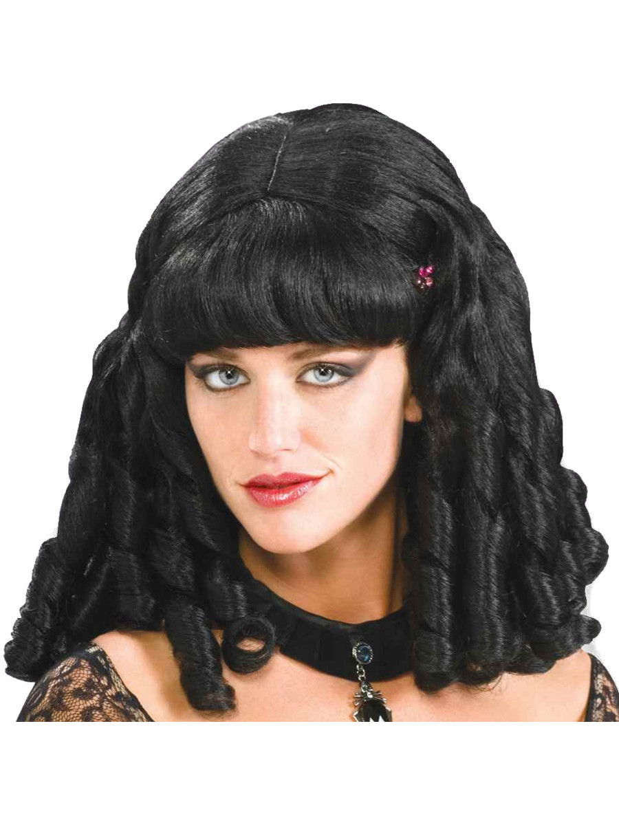 Court Wig White with Black Ribbon and Ringlets Adult Costume Accessory main image 1
