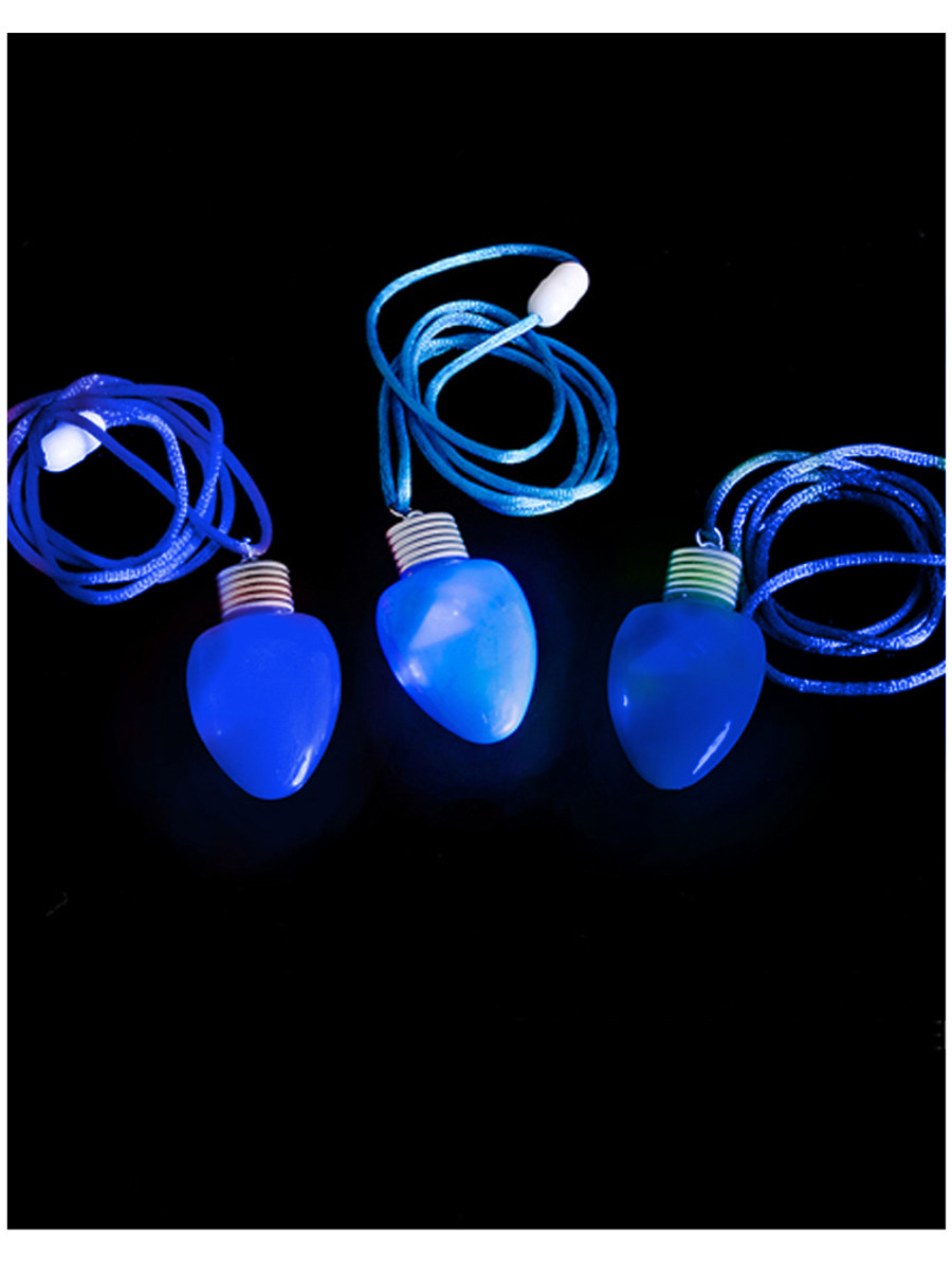 Blue Flashing Christmas Bulb Pendant Lights Necklace