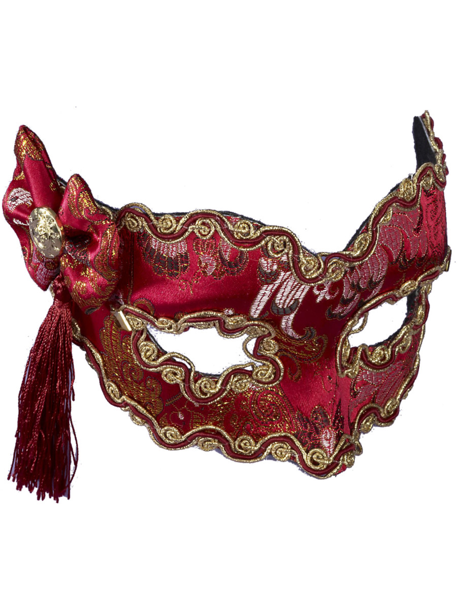 Red and Gold Venetian Mask with Tassel