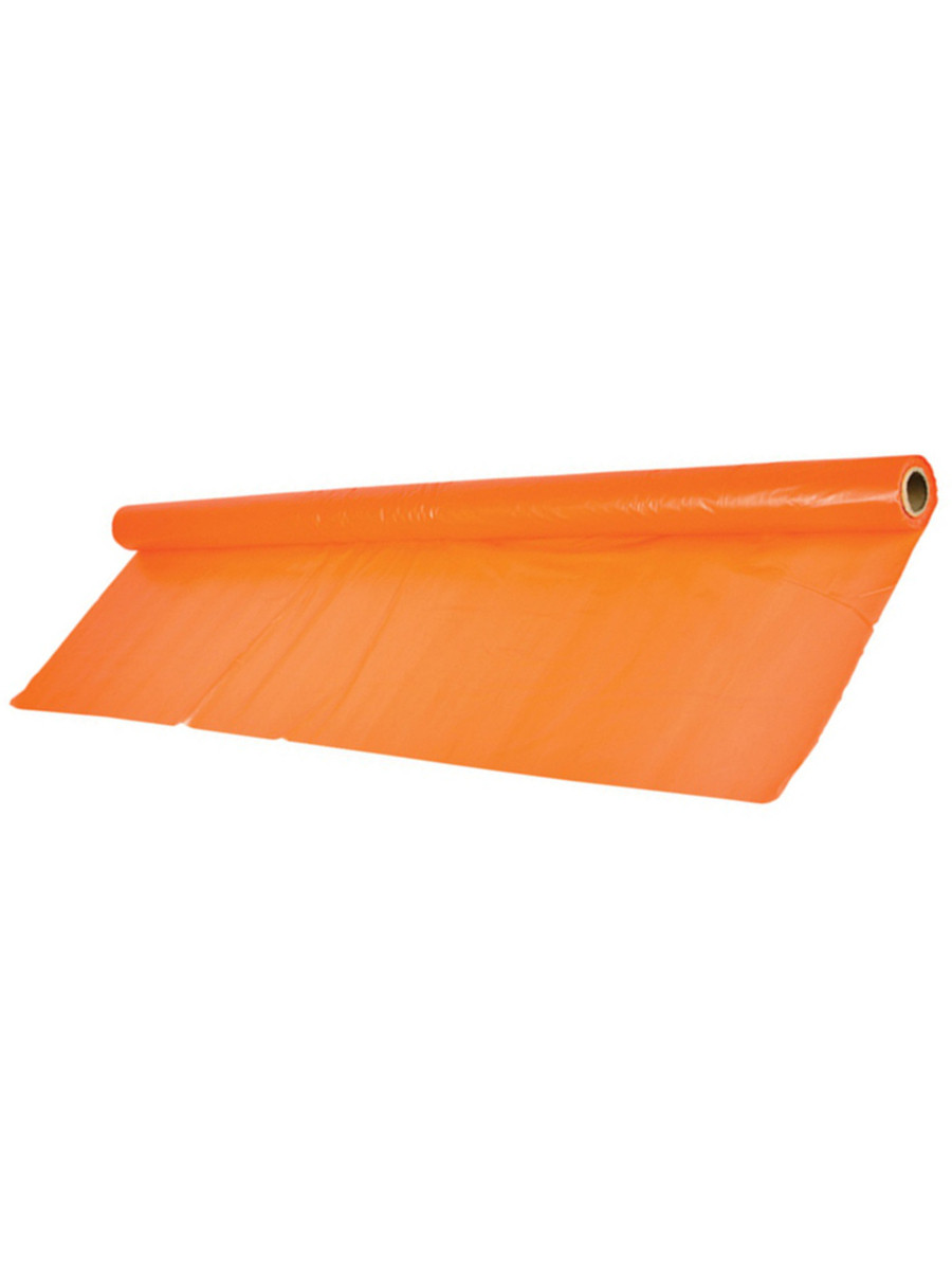 100' Roll of Orange Plastic Table Cloth