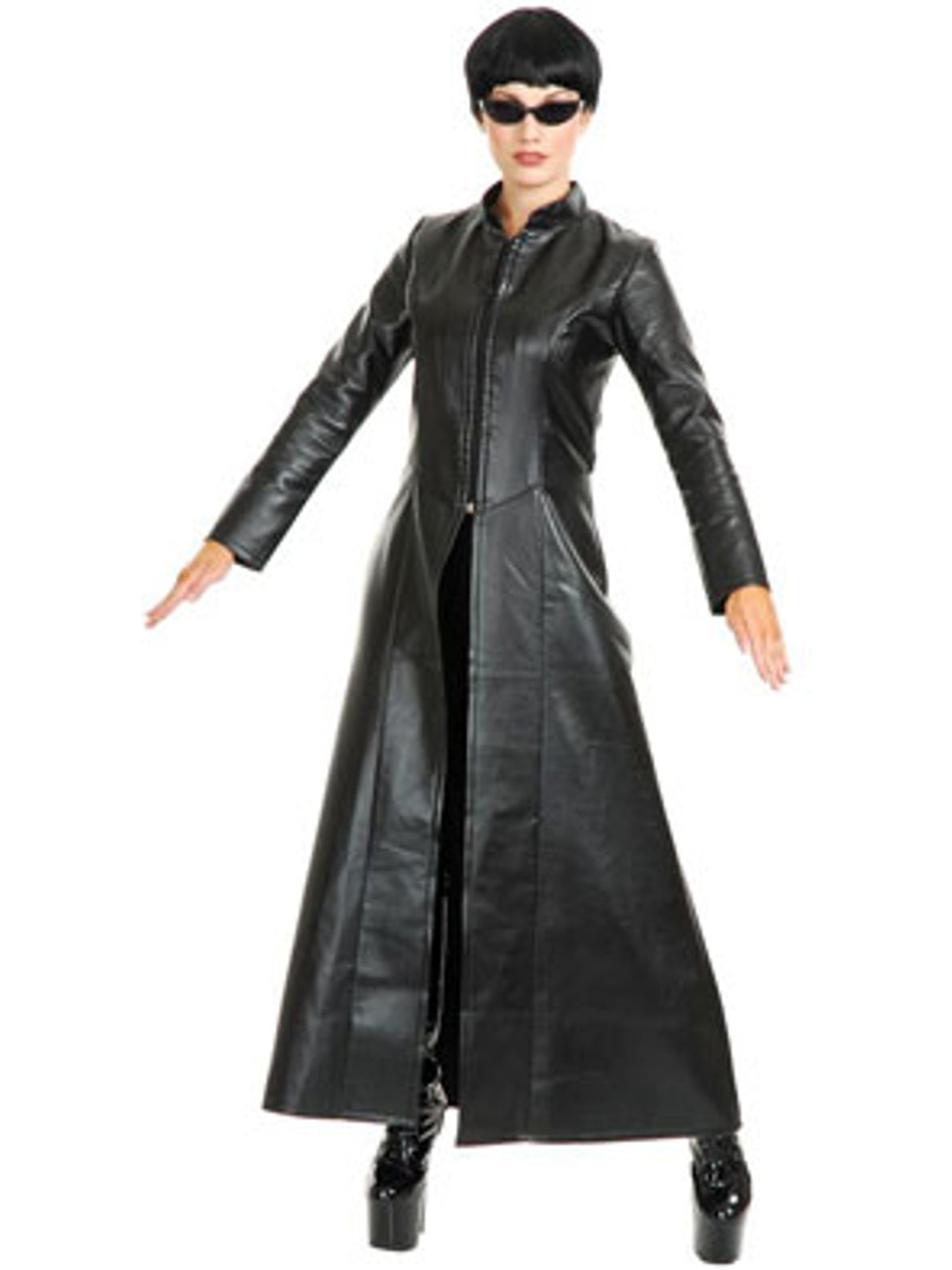 The Matrix Trinity Black Faux Leather Trench Coat