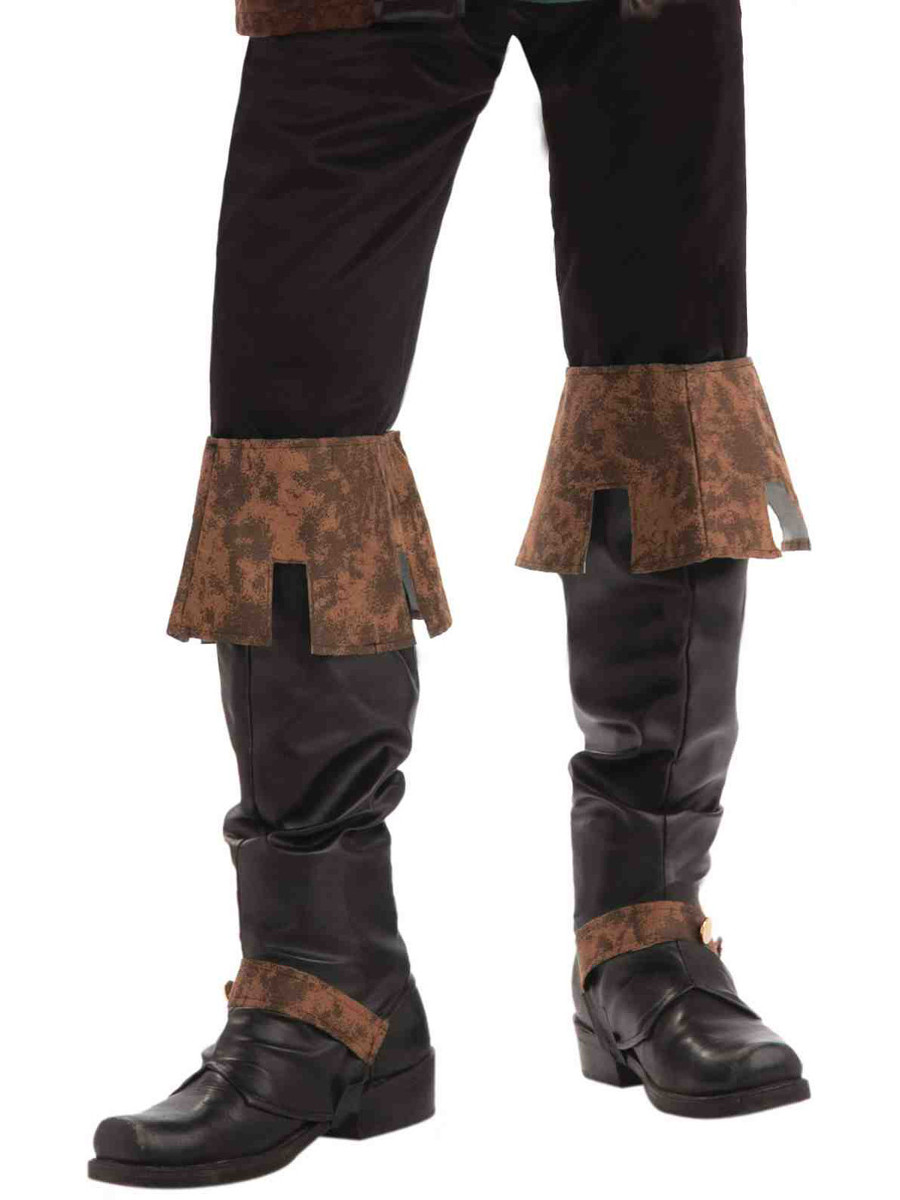 Black And Brown Faux Leather Boot Covers
