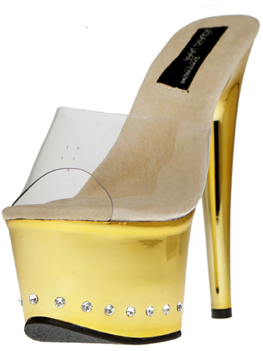 gold mule shoes