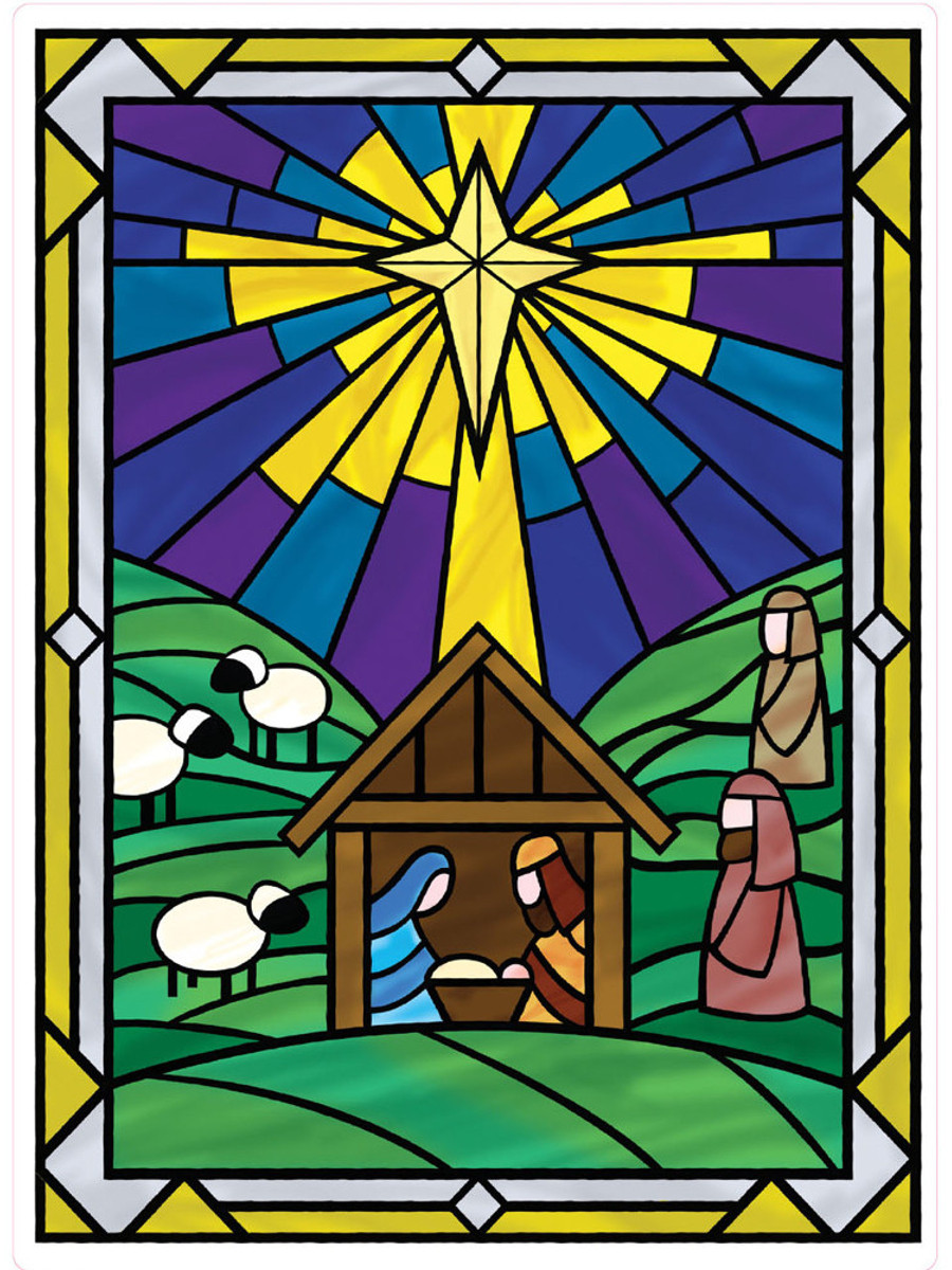 Nativity Scene Stained Glass Cling