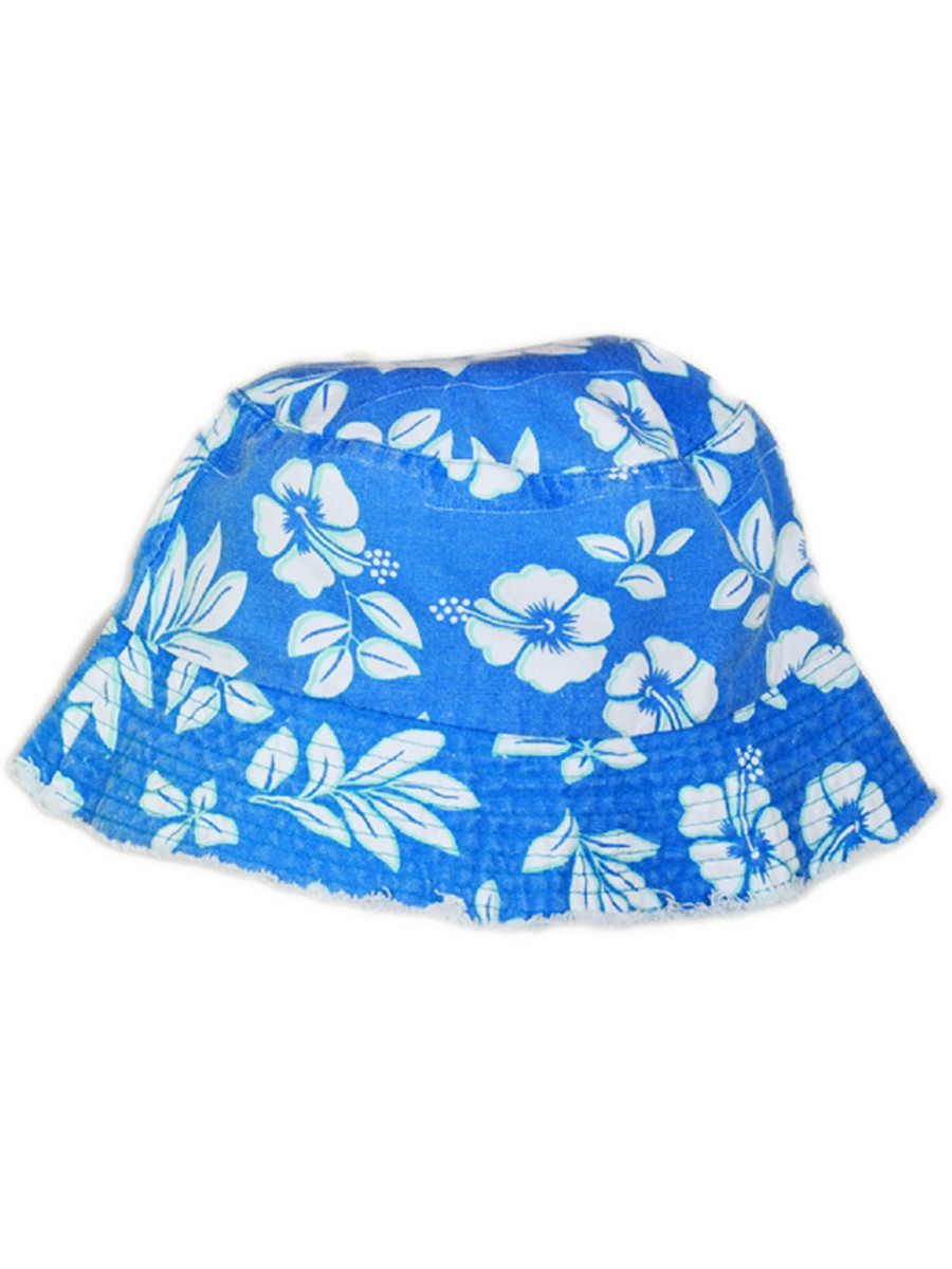 Cappello A Secchiello Unisex Cotone Nero Stampa Floreale Tropicale Hawaiano