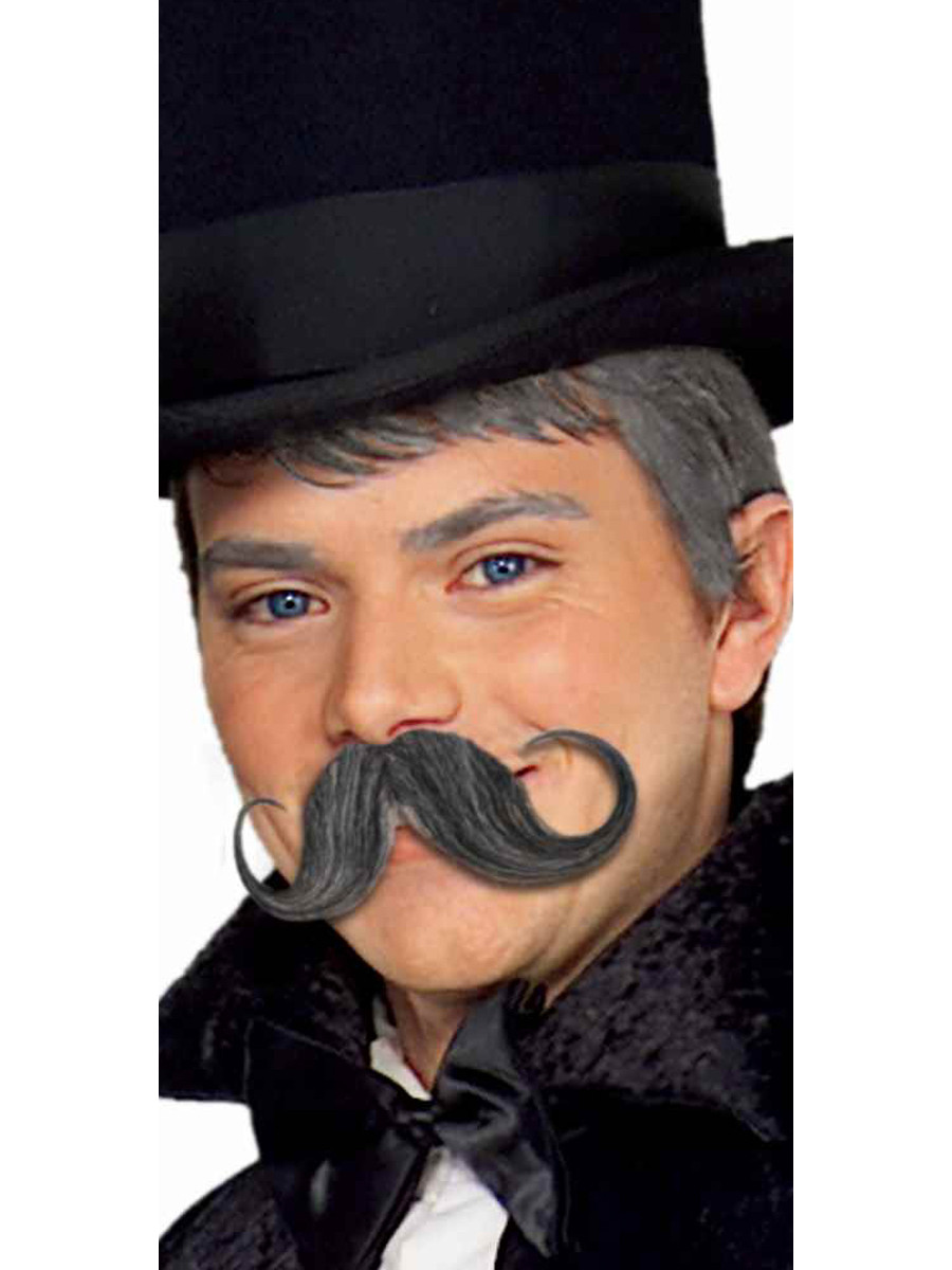 Black Curly Handlebar Moustache