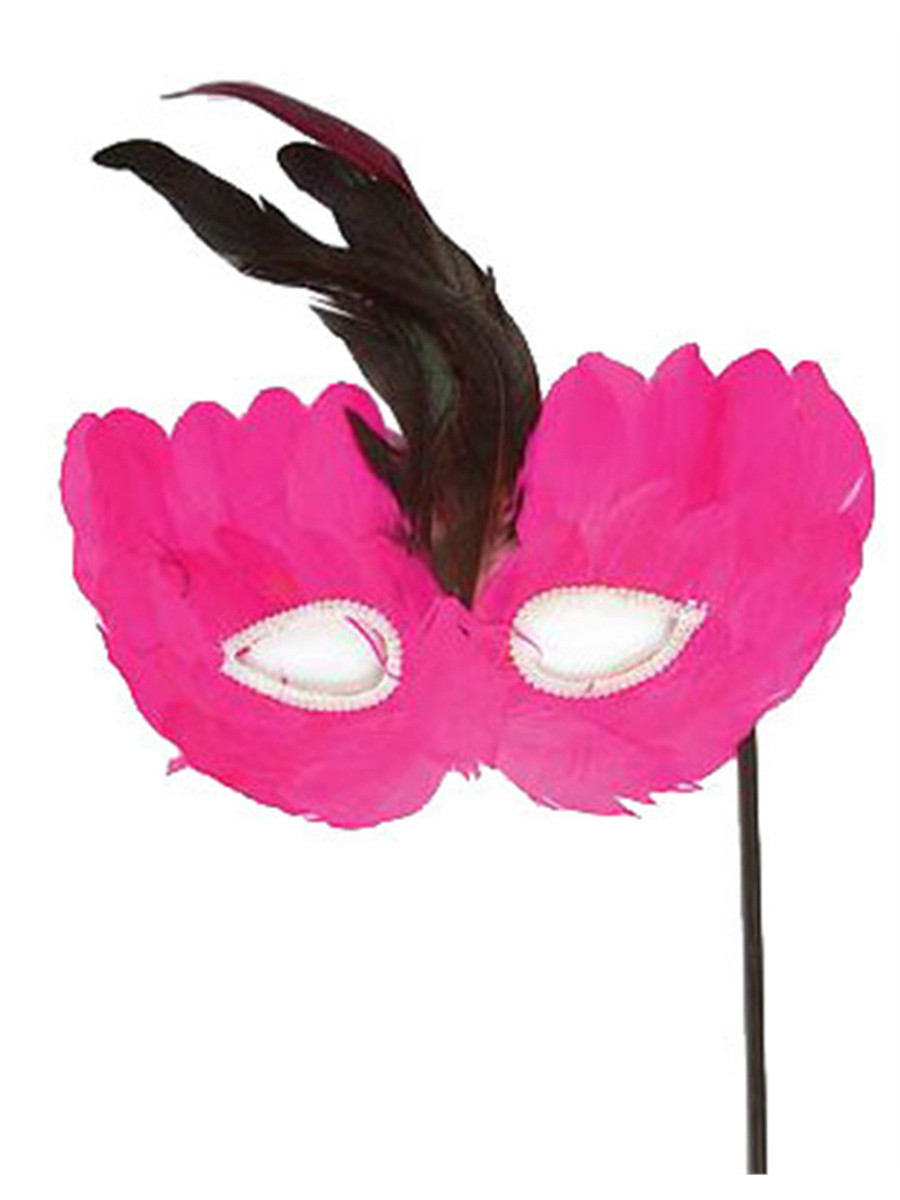 Pink & Black Masquerade Costume Accessory Feather Mask