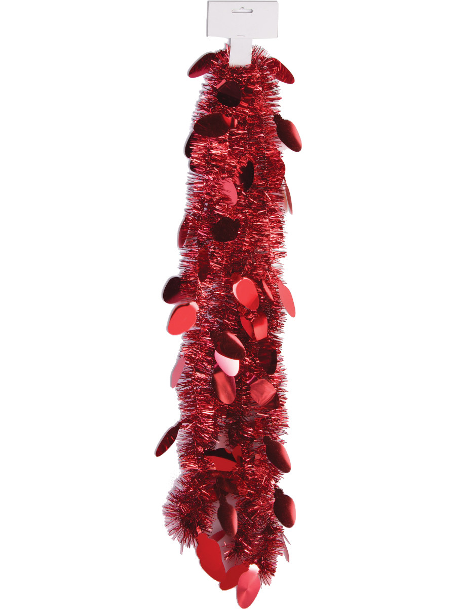 9' Red Christmas Tree Lightbulb Tinsel Garland