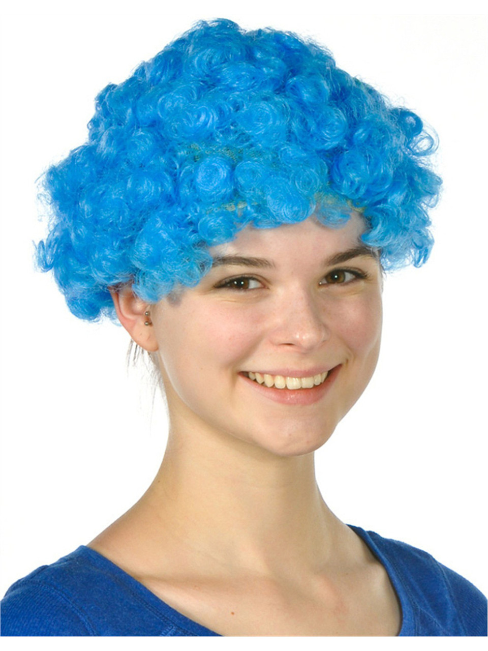 blue afro wig child