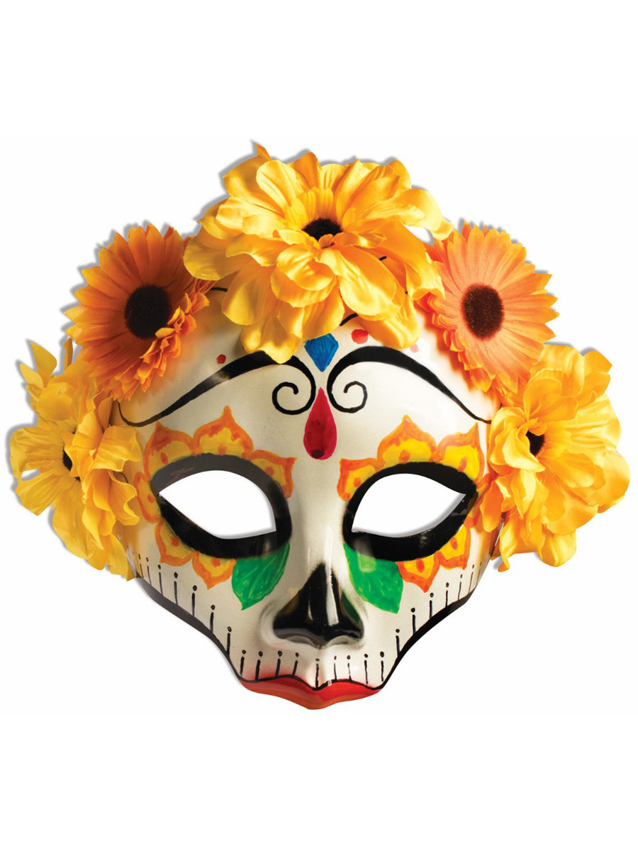 Day Of The Dead Sun Flower Petal Skull Venetian Party Mask day-of-the-dead-sun-flower-petal-skull-venetian-party-mask