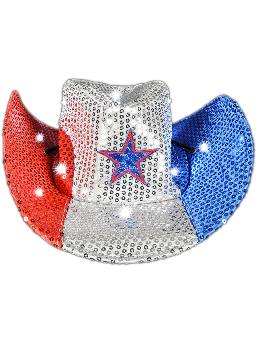 4th of july sequin cowboy hat