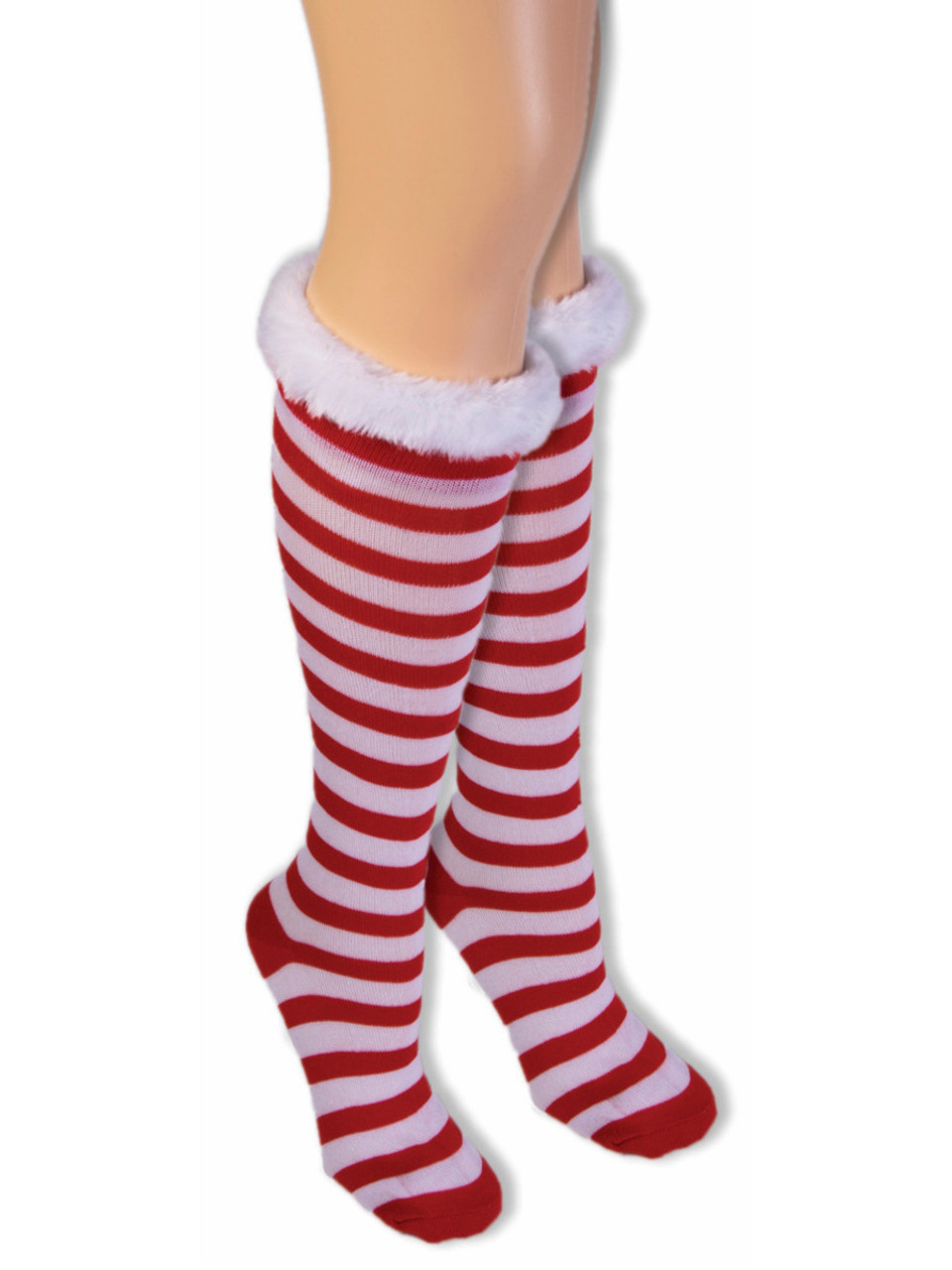 Adult's Christmas Candy Cane Striped Long Socks