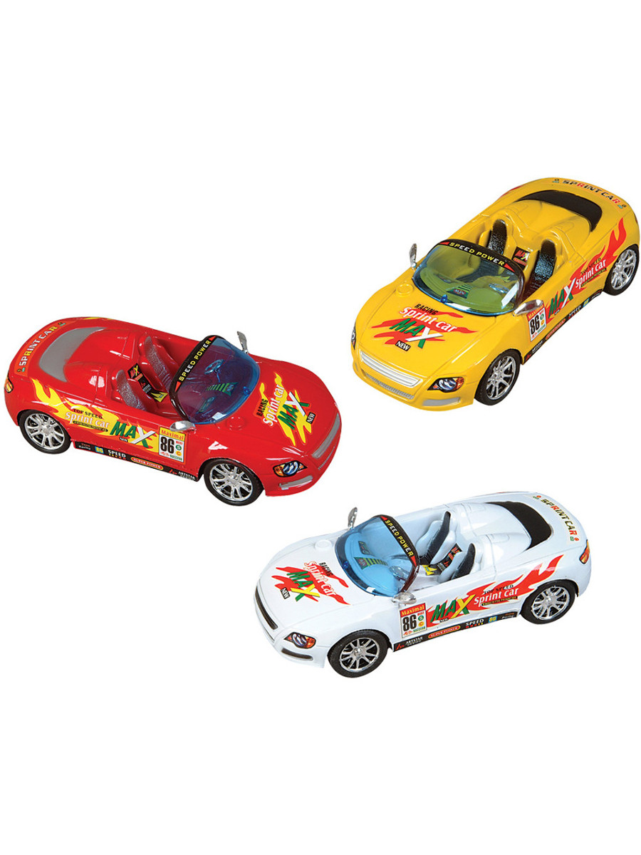 3 Friction Rev Em Up Toy Sports Cars