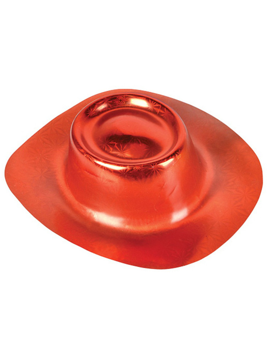 Adult's Red Metallic Plastic Cowboy Hat
