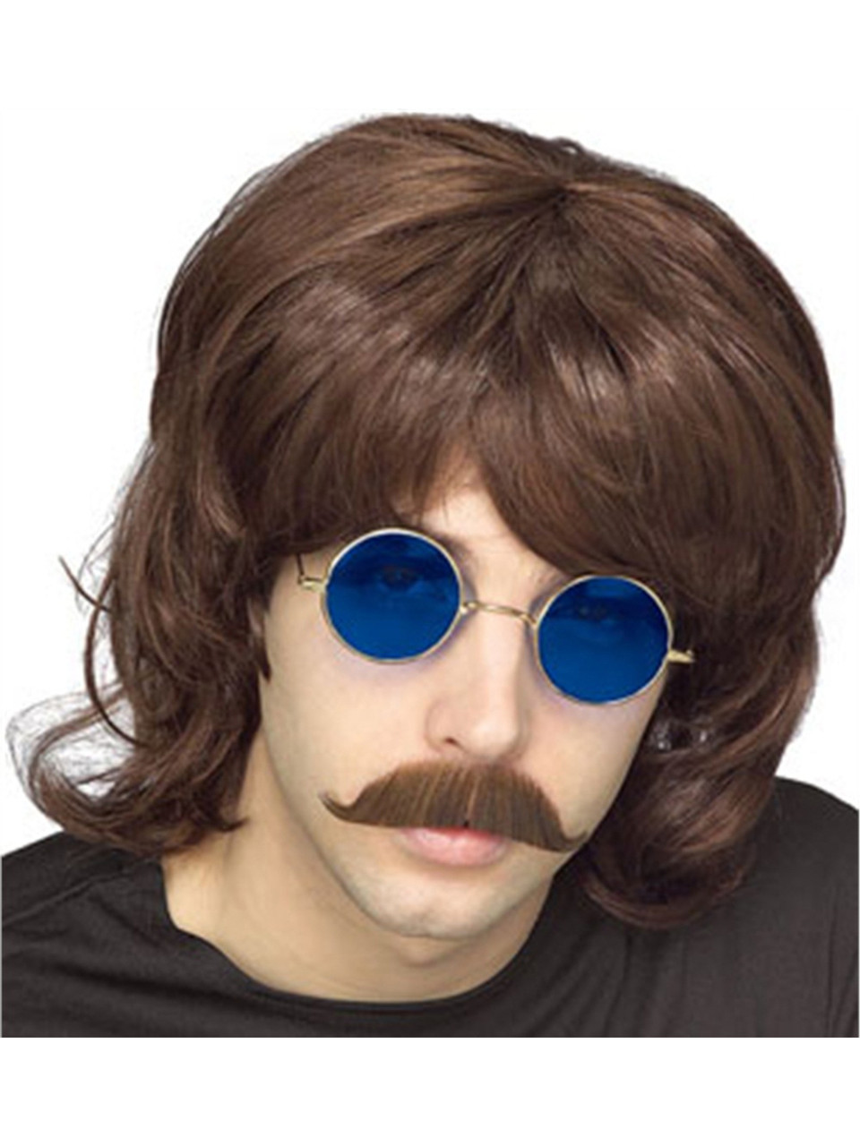 Long Brown Mens Hippie Wig | Adults 70s Hippie Costume Wig