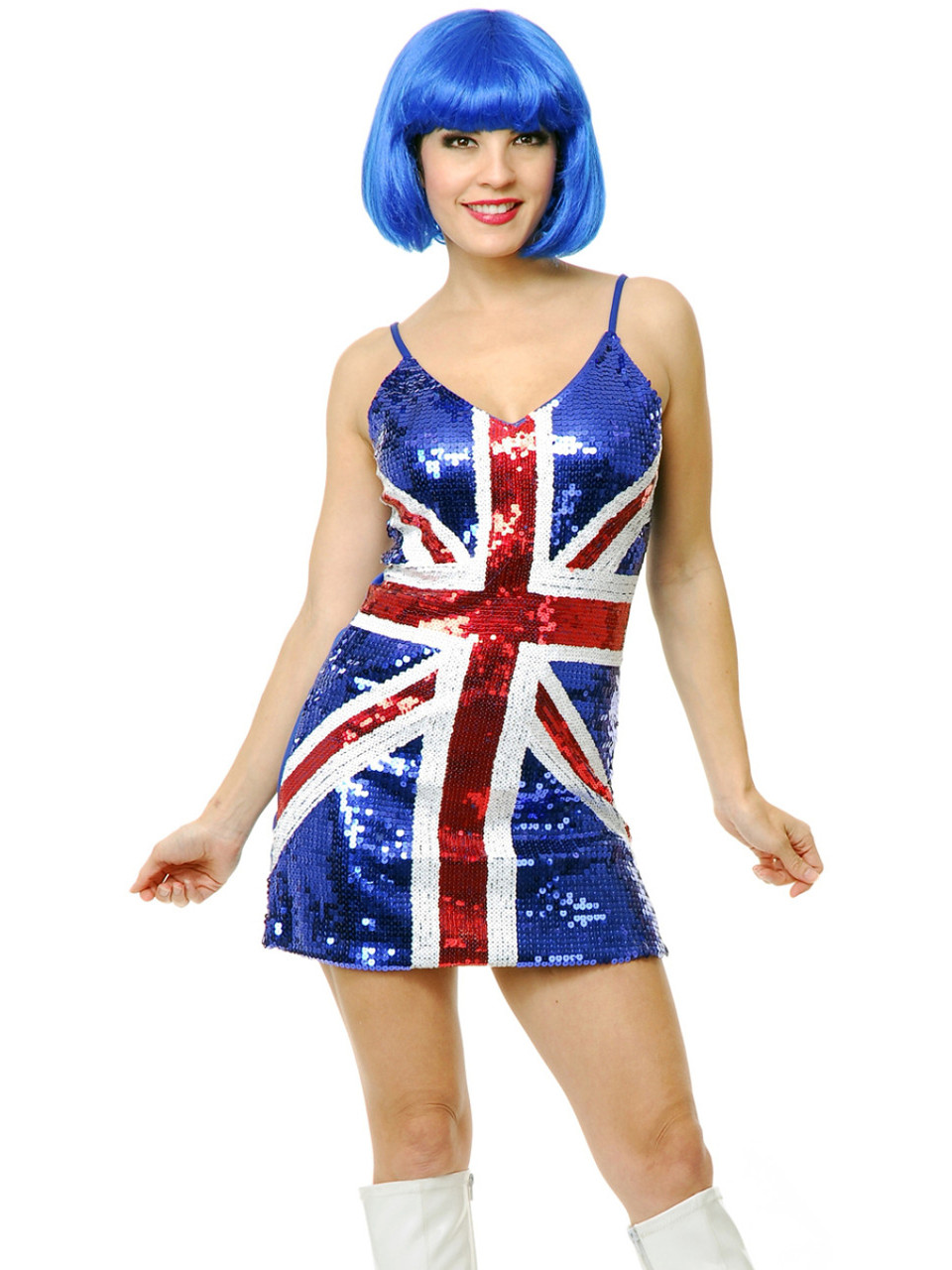 Red White and Blue British Flag Sequin Dress