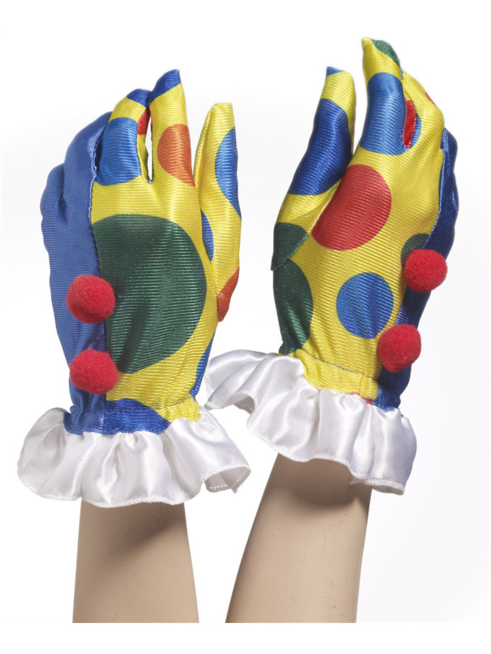 Adult's Polka Dot Pom Pom Clown Gloves