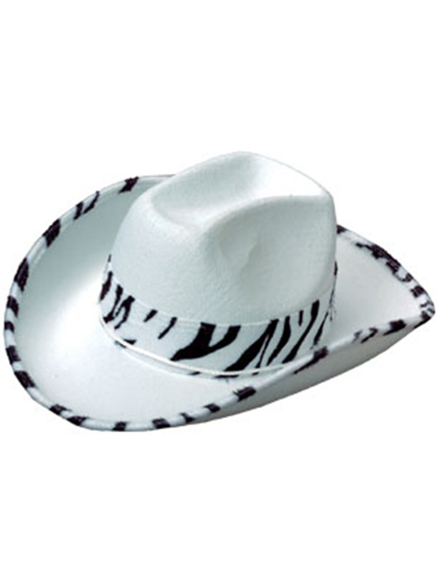 HOT Costume Hats Zebra Cowboy Hat White Costume Cowboy Or