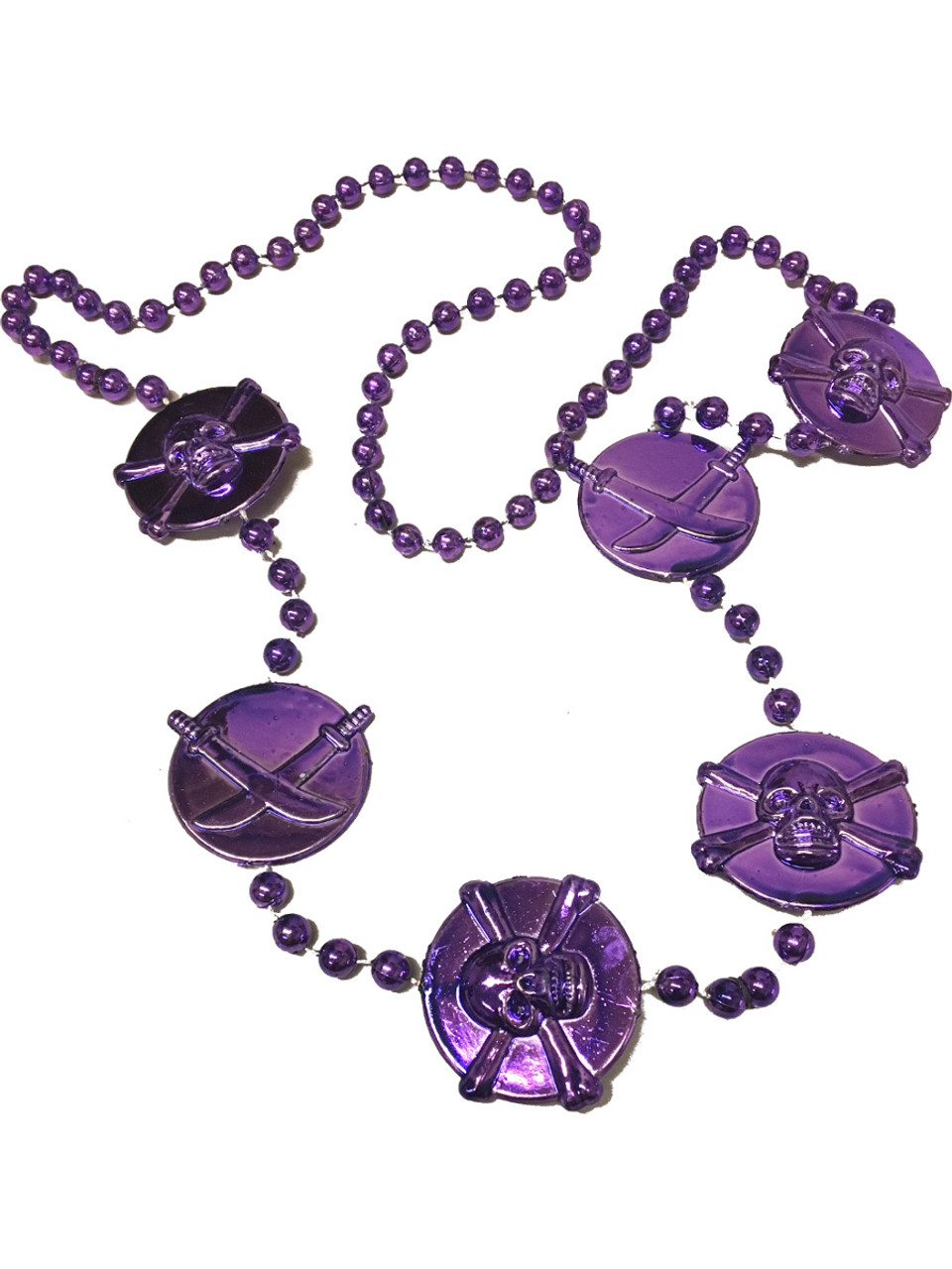 Purple Mardi Gras Pirate Beads Necklace