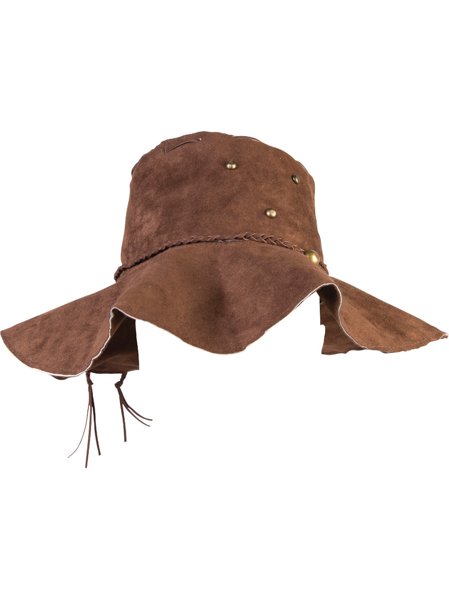 Hippie Hat Mens Leather Floppy Hat Men's Faux Suede Hippie Hat