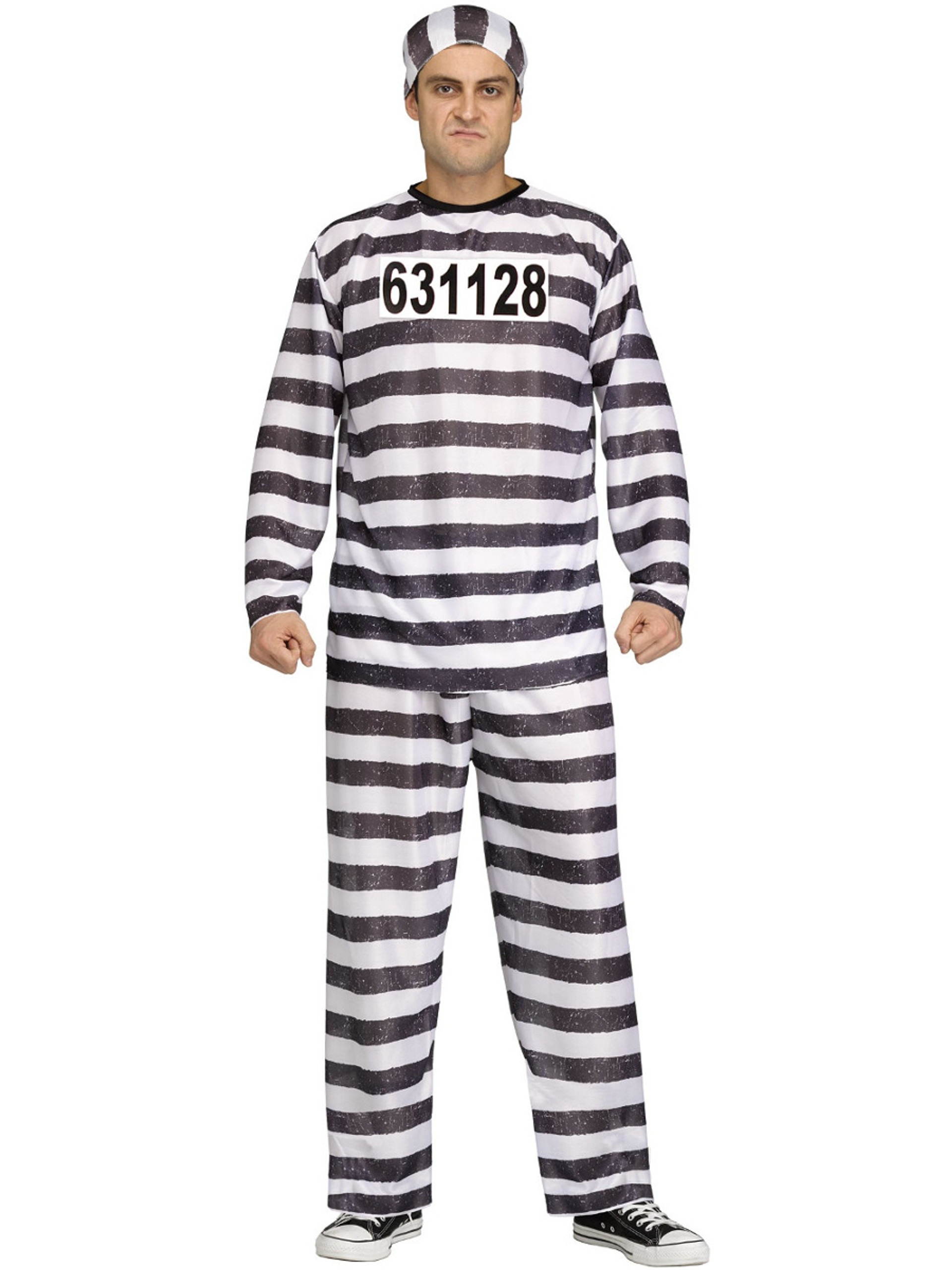 Men's Black And White Jailbird Costume