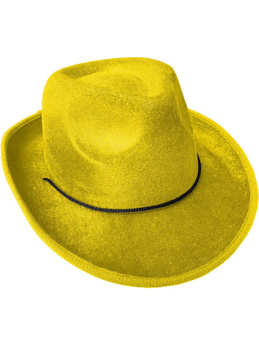 Adult's Yellow Velvet Gangster Cowboy Hat