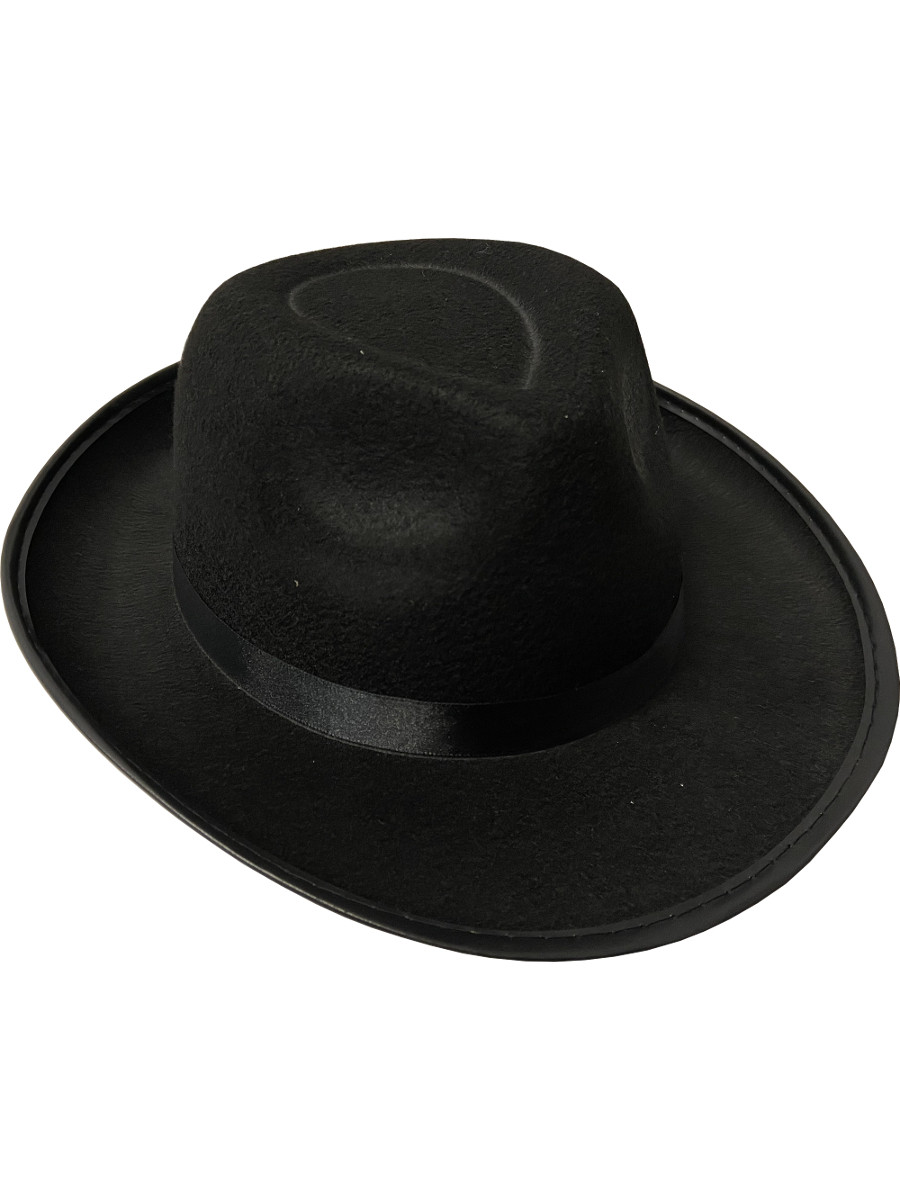 Adult's Black 20s Gangster Fedora Hat