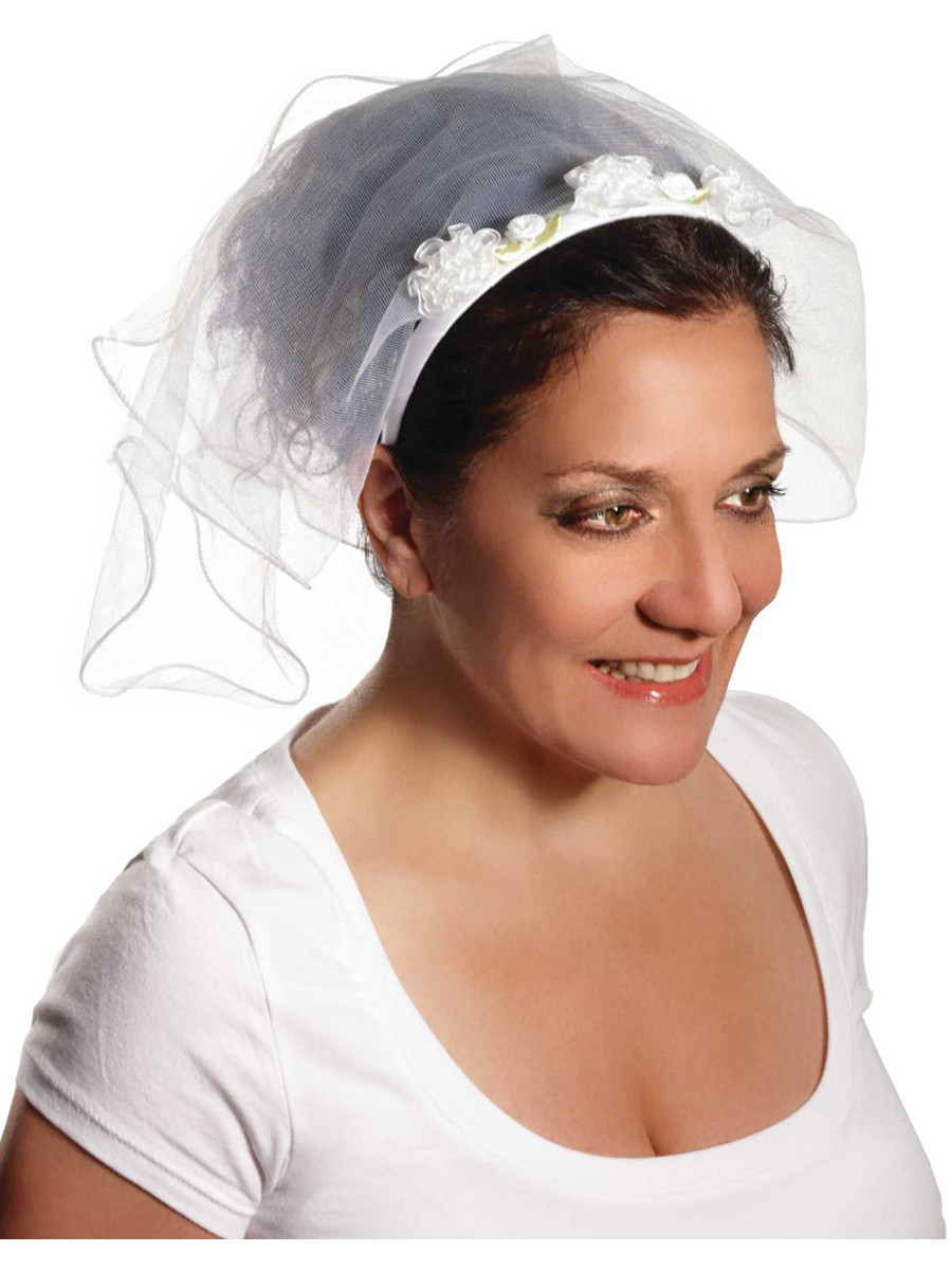 Women's White Bridal Veil Headband