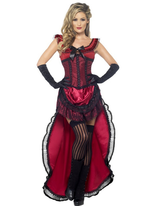 Adult's Womens Western World Brothel Babe Red Corset Dress Costume