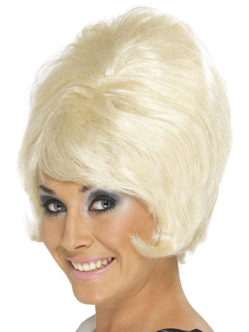 Womens 1960s Blonde Short Beehive Wig Costume Accessory