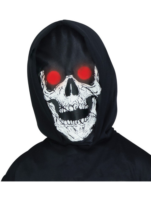 Adults Spooky Lite Up Skeleton Face Hooded Mask Costume Accessory
