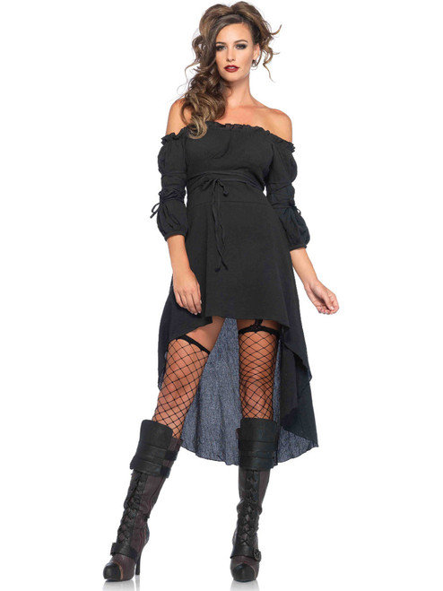 Adult's Womens Renaissance Lady Peasant Black Gauze Dress Costume