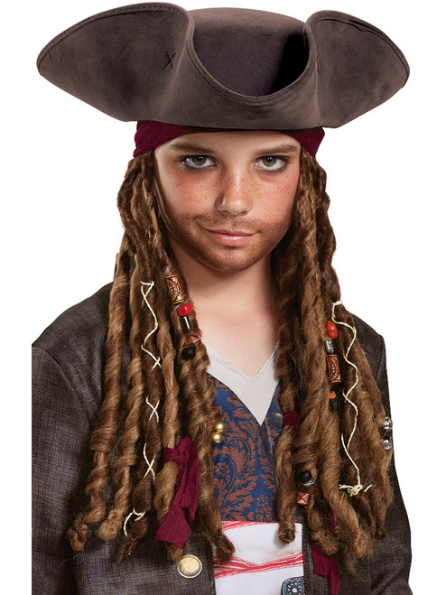 Boys Pirates Of The Caribbean Jack Sparrow Headwear Costume Accessory Kit